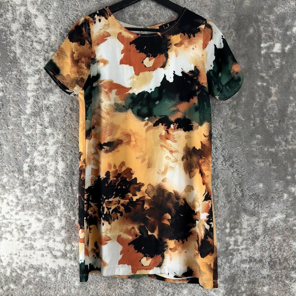 Lulus Sz S Tropical Abstract Vacation Mini Tunic Top‎ Dress Short Sleeve Color